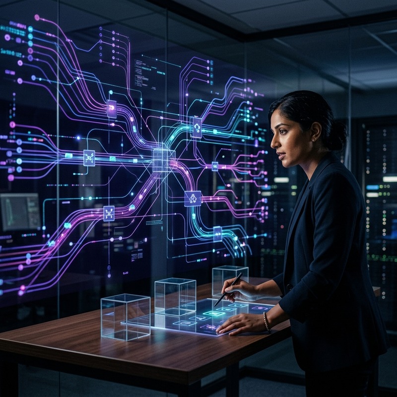 AI routing and data flow visualization